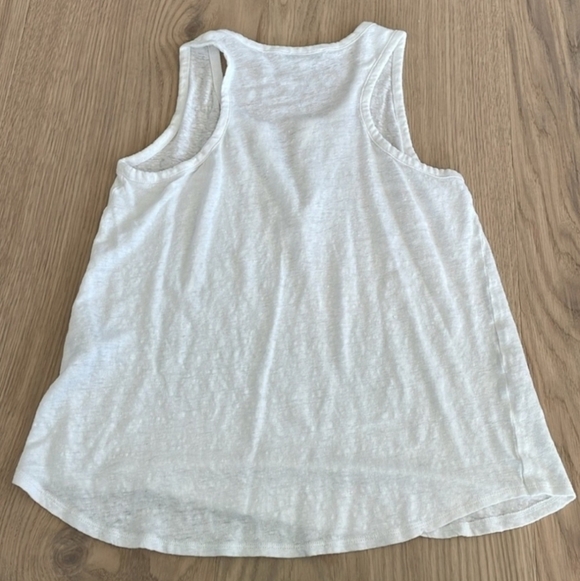 Vince Split Neck Racerback White Linen Tank Top Women's XS Summer Casual EUC - Picture 6 of 8